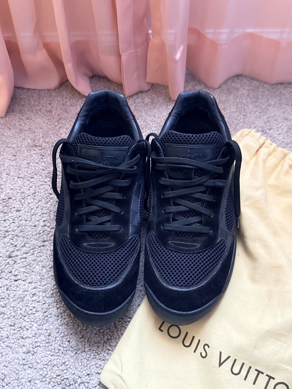 Louis Vuitton Men’s Black Mesh & Suede Sneakers